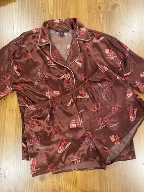 Midnight Bakery Cowboy Western Print Pajama Set size small